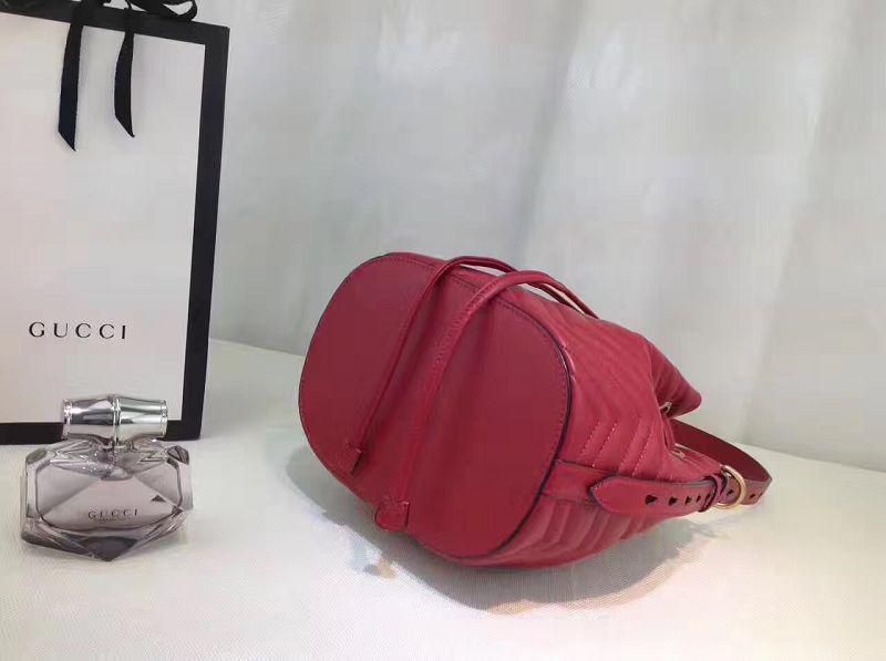 #476674 G*u*i 2018 premium original leather gg marmont quilted leather bucket bag-red