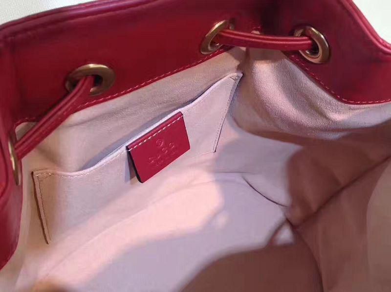 #476674 G*u*i 2018 premium original leather gg marmont quilted leather bucket bag-red