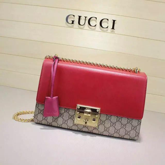 #409486 g*u*i  premium padlock gg S*p*e shoulder bag-red