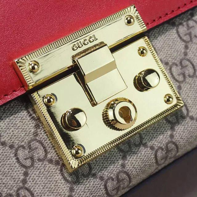 #409486 g*u*i premium padlock gg S*p*e shoulder bag-red