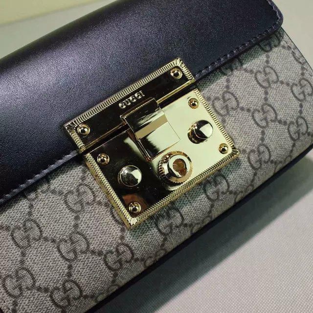#409486 g*u*i  premium padlock gg S*p*e shoulder bag-black