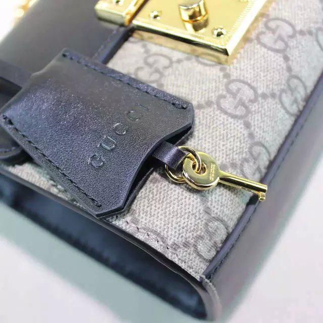 #409486 g*u*i  premium padlock gg S*p*e shoulder bag-black