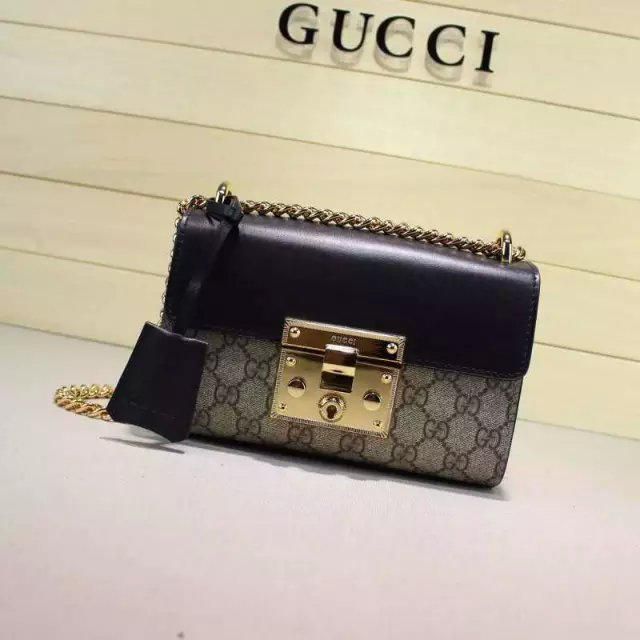 #409486 g*u*i  premium padlock gg S*p*e shoulder bag-black