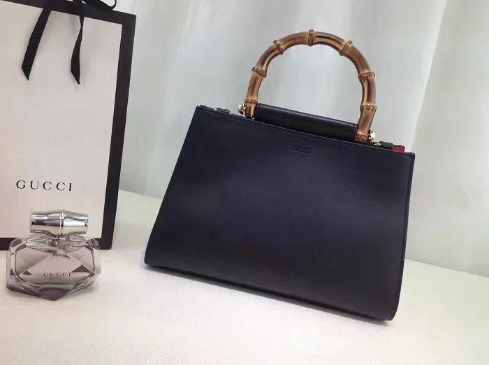 #459076 G*u*i 2018 premium original leather nymphaea small top handle bag-black