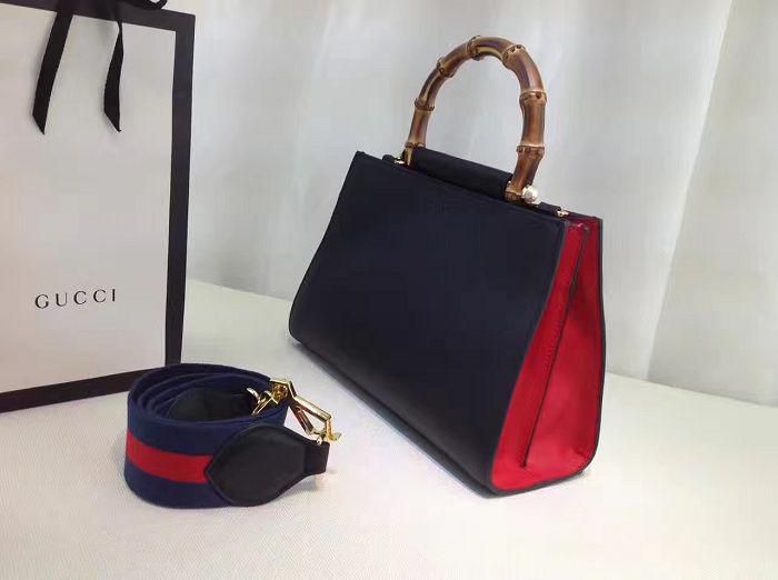 #459076 G*u*i 2018 premium original leather nymphaea small top handle bag-black