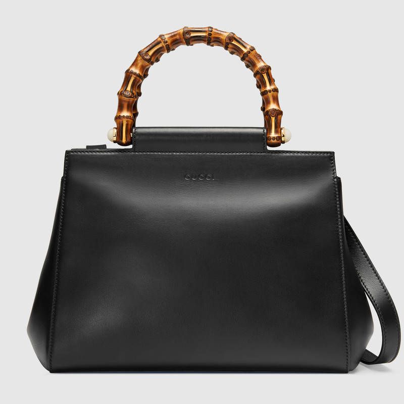 #459076 G*u*i 2018 premium original leather nymphaea small top handle bag-black