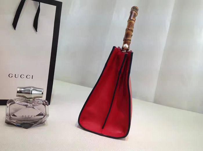 #459076 G*u*i 2018 premium original leather nymphaea small top handle bag-red