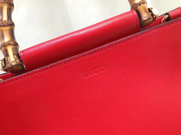 #459076 G*u*i 2018 premium original leather nymphaea small top handle bag-red