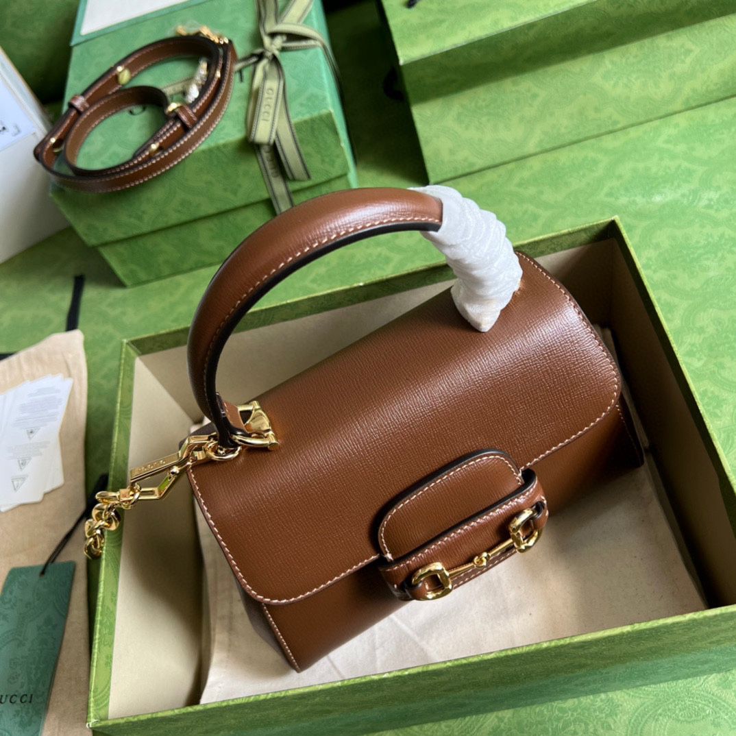 #703848 G*u*i horsebit 1955 mini bag-brown