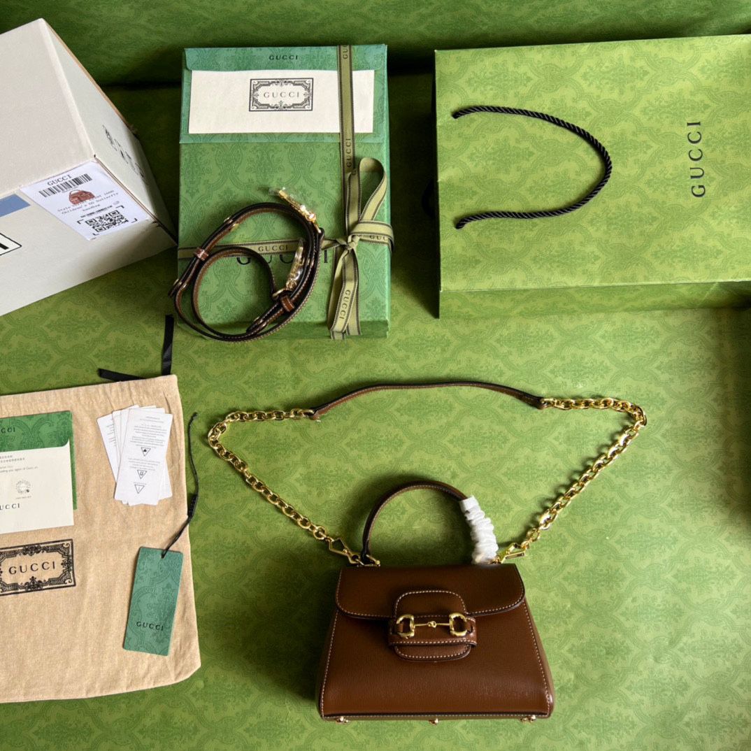 #703848 G*u*i horsebit 1955 mini bag-brown