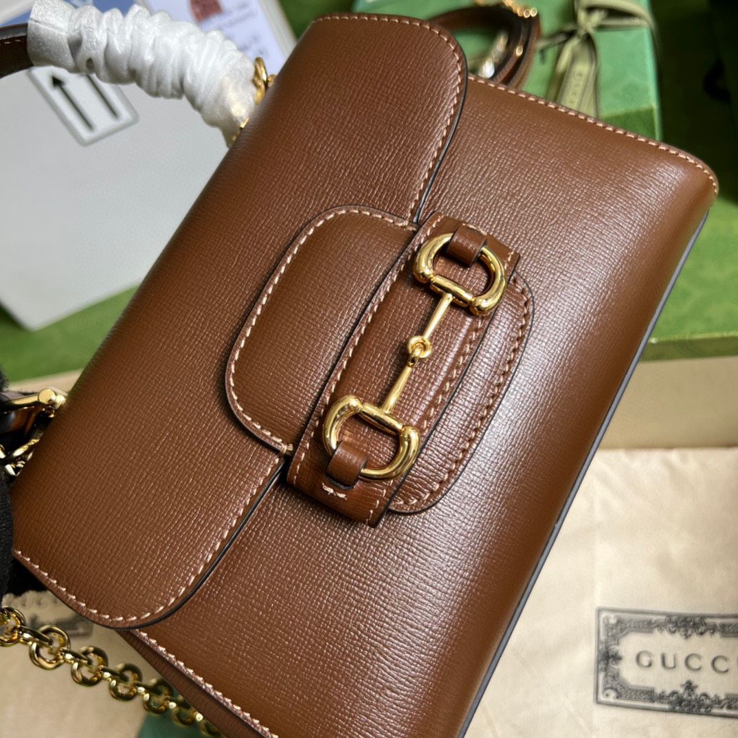 #703848 G*u*i horsebit 1955 mini bag-brown