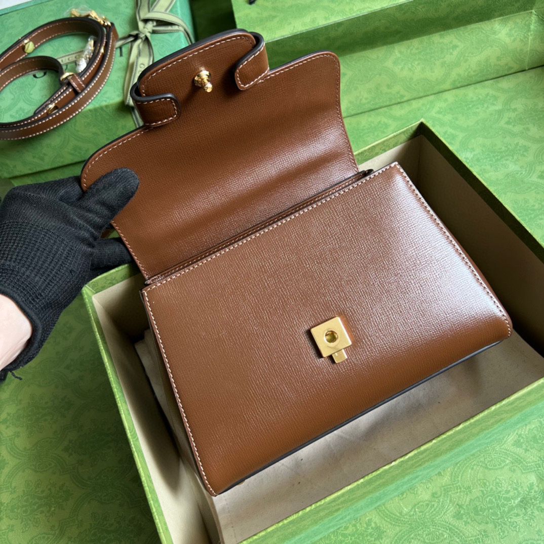 #703848 G*u*i horsebit 1955 mini bag-brown