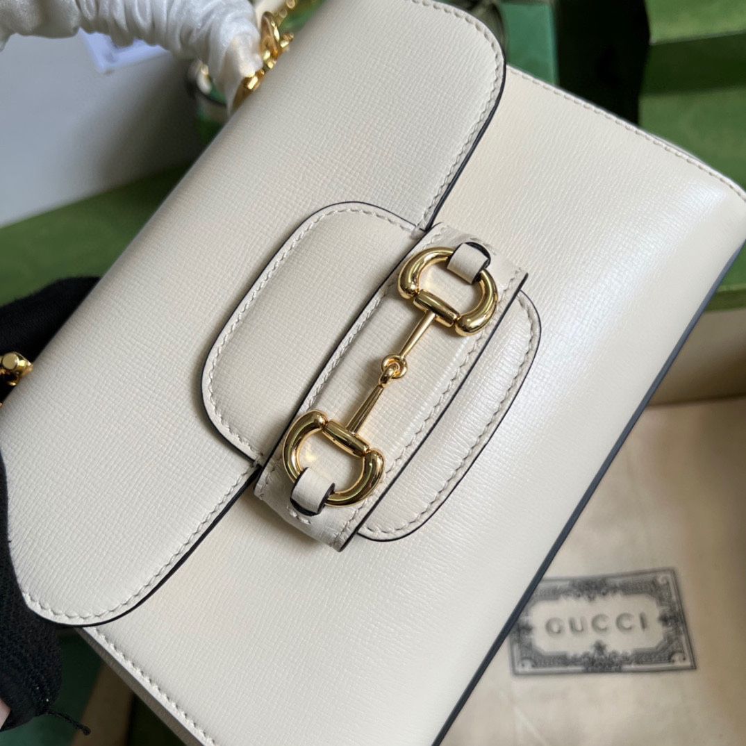 #703848 G*u*i horsebit 1955 mini bag-white