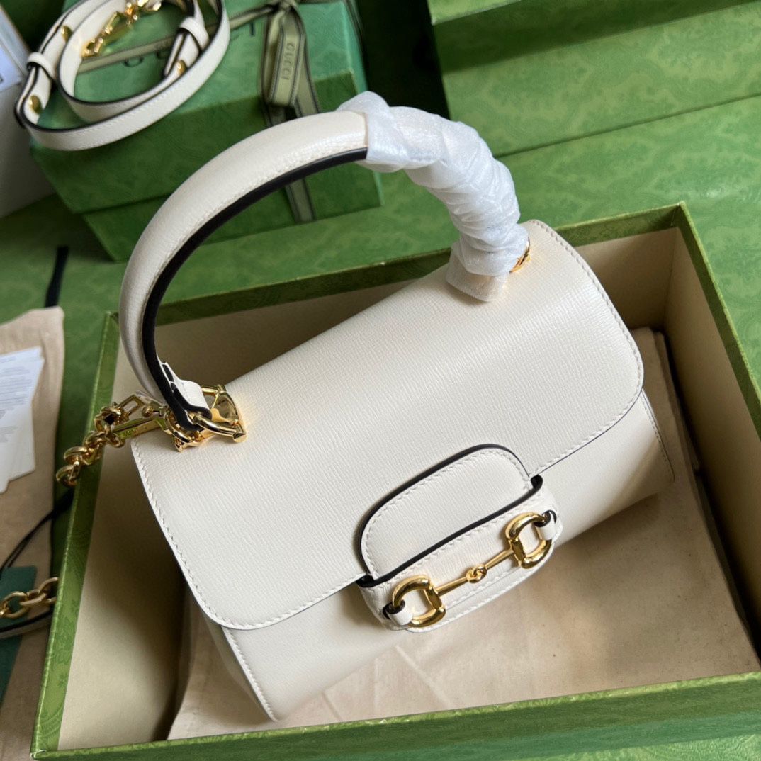 #703848 G*u*i horsebit 1955 mini bag-white