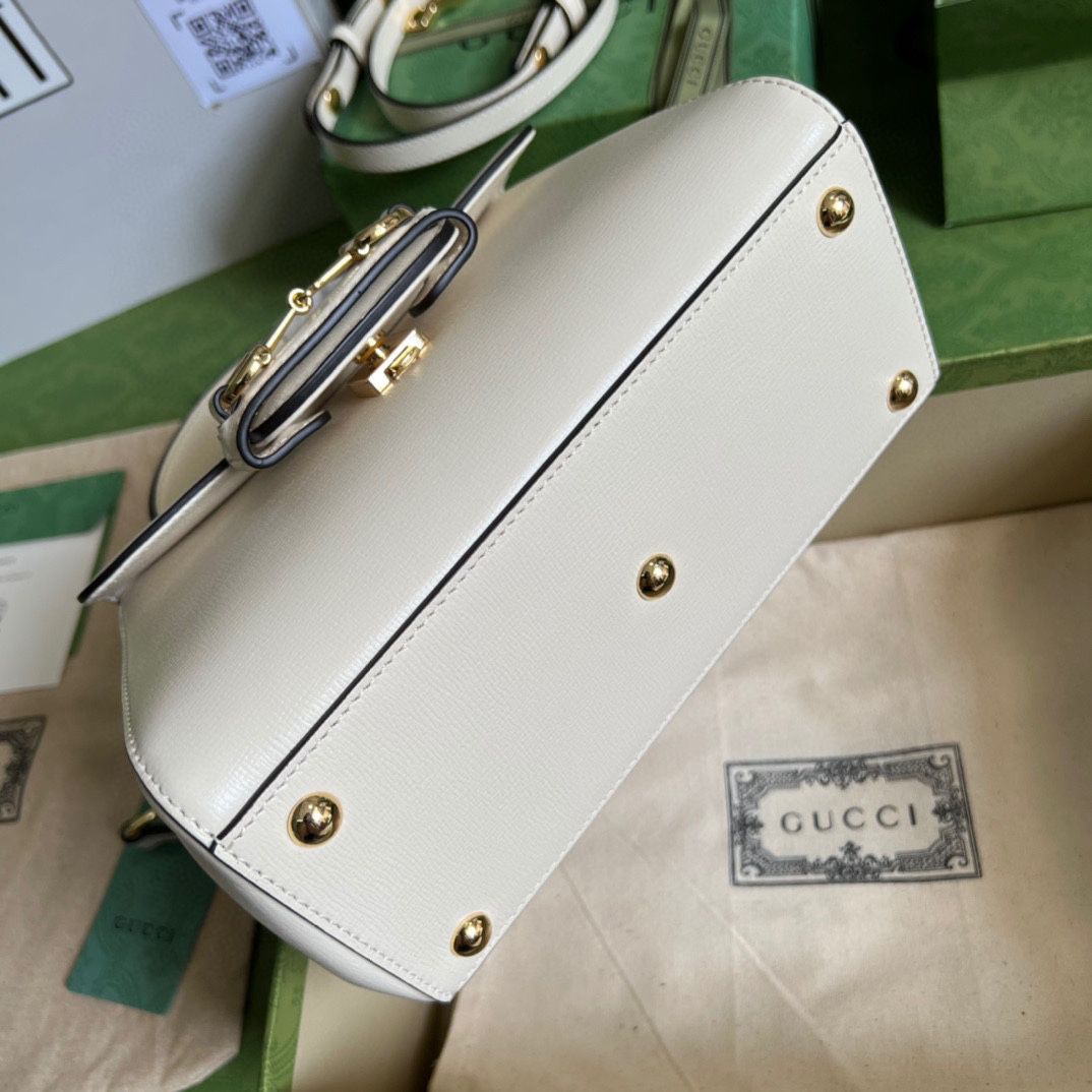 #703848 G*u*i horsebit 1955 mini bag-white
