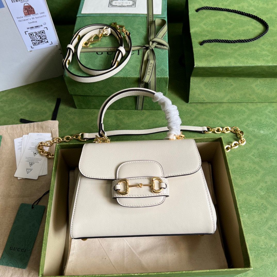 #703848 G*u*i horsebit 1955 mini bag-white