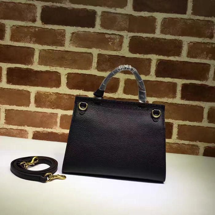 #442622 G*u*i 2018 original leather gg marmont small top handle bag-black