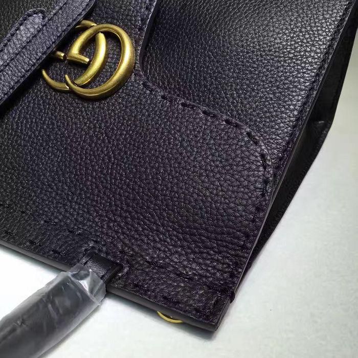 #442622 G*u*i 2018 original leather gg marmont small top handle bag-black