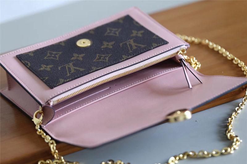 #m67405 l**is V*t*n 2019 cruise flore chain wallet - magnolia