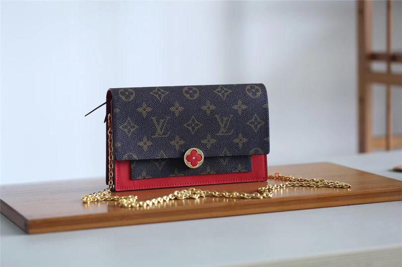 #m67406 l**is V*t*n 2019 cruise flore chain wallet - red