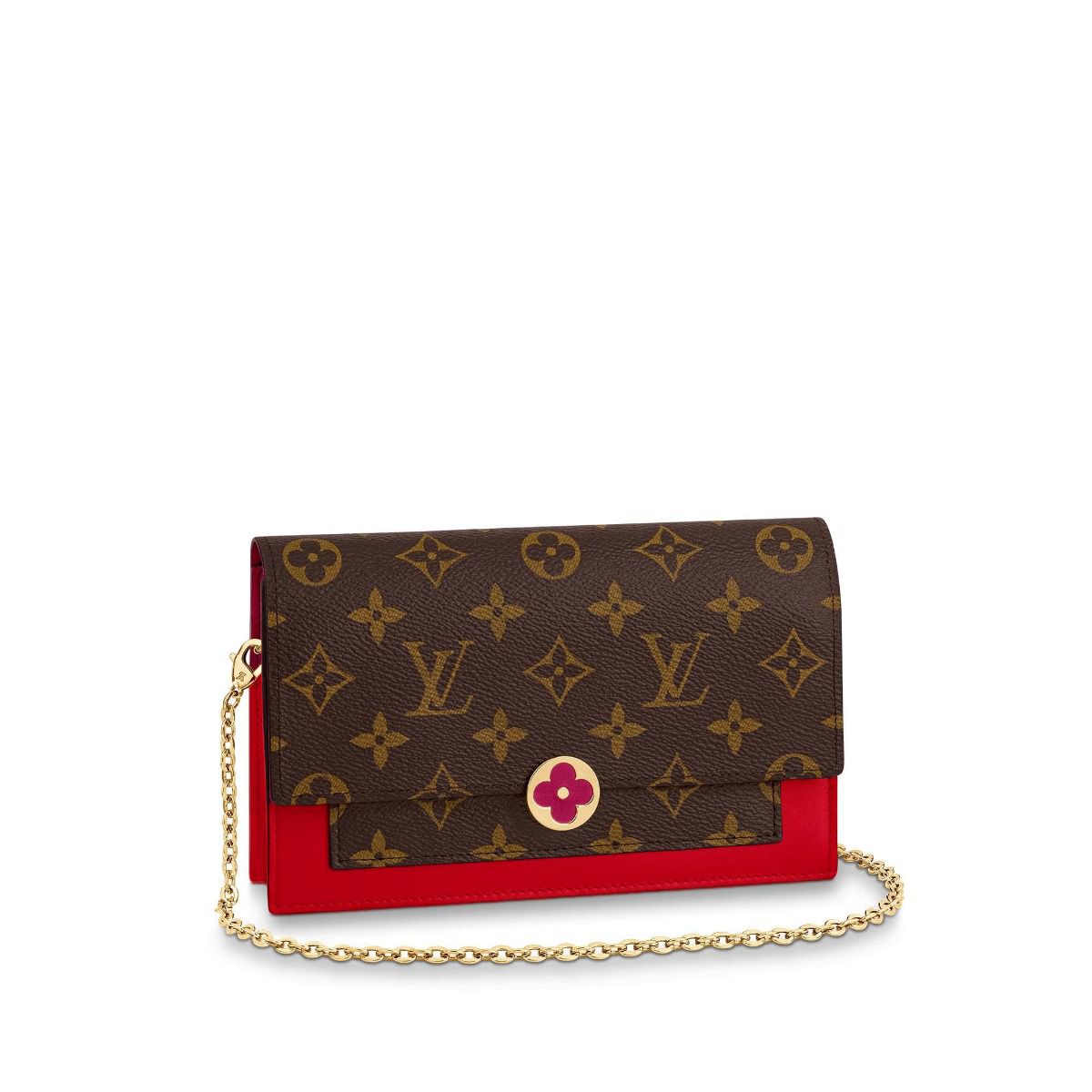 #m67406 l**is V*t*n 2019 cruise flore chain wallet - red