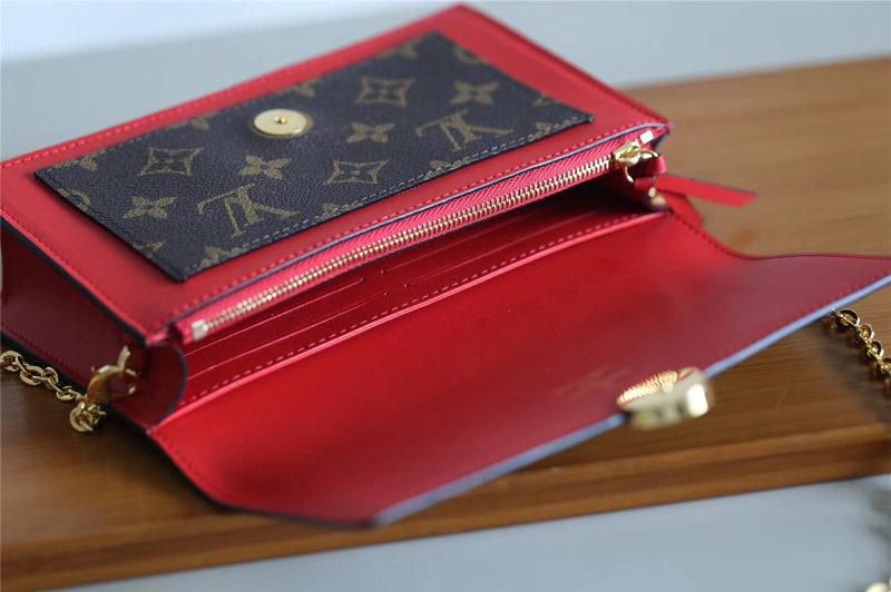 #m67406 l**is V*t*n 2019 cruise flore chain wallet - red