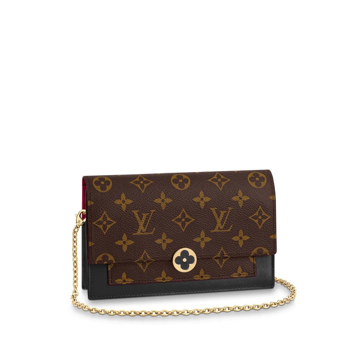 #m67407 l**is V*t*n 2019 cruise flore chain wallet - black
