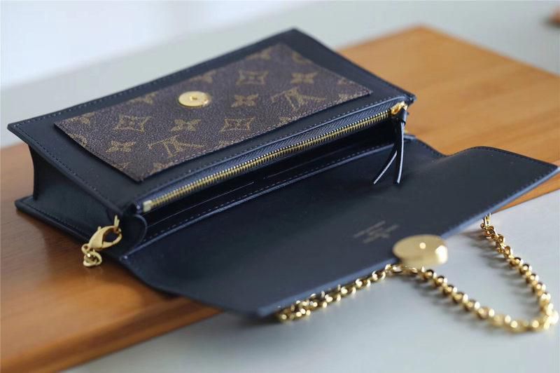 #m67407 l**is V*t*n 2019 cruise flore chain wallet - black