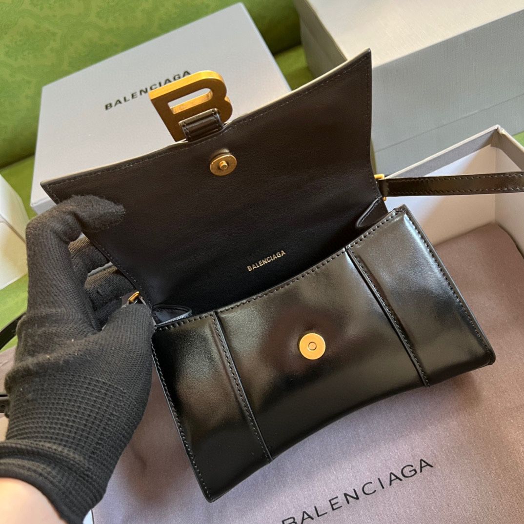 Ba*len*cia*ga hourglass xs handbag box in black