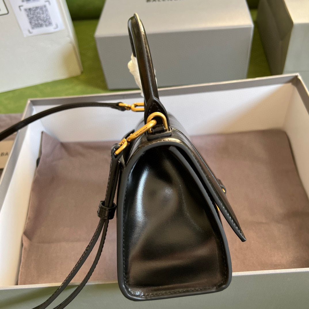 Ba*len*cia*ga hourglass xs handbag box in black