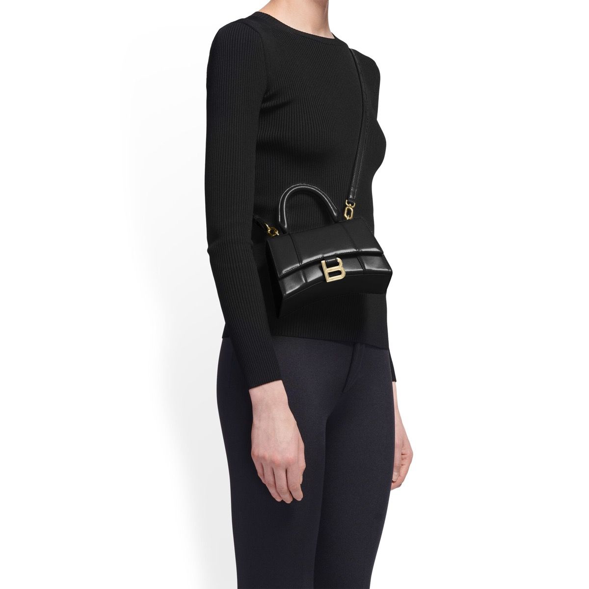 Ba*len*cia*ga hourglass xs handbag box in black