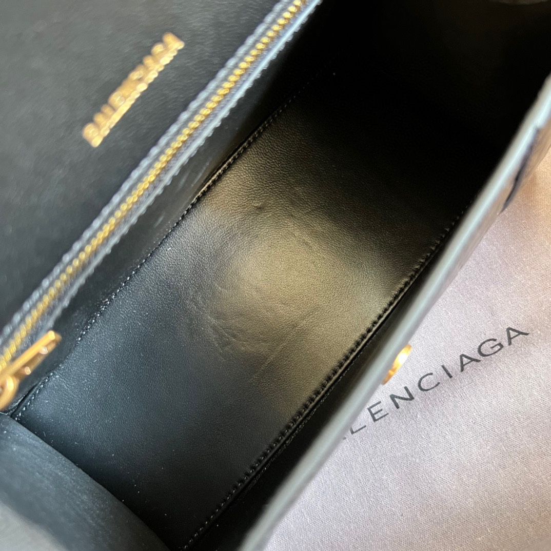 Ba*len*cia*ga hourglass xs handbag crocodile embossed in black-b