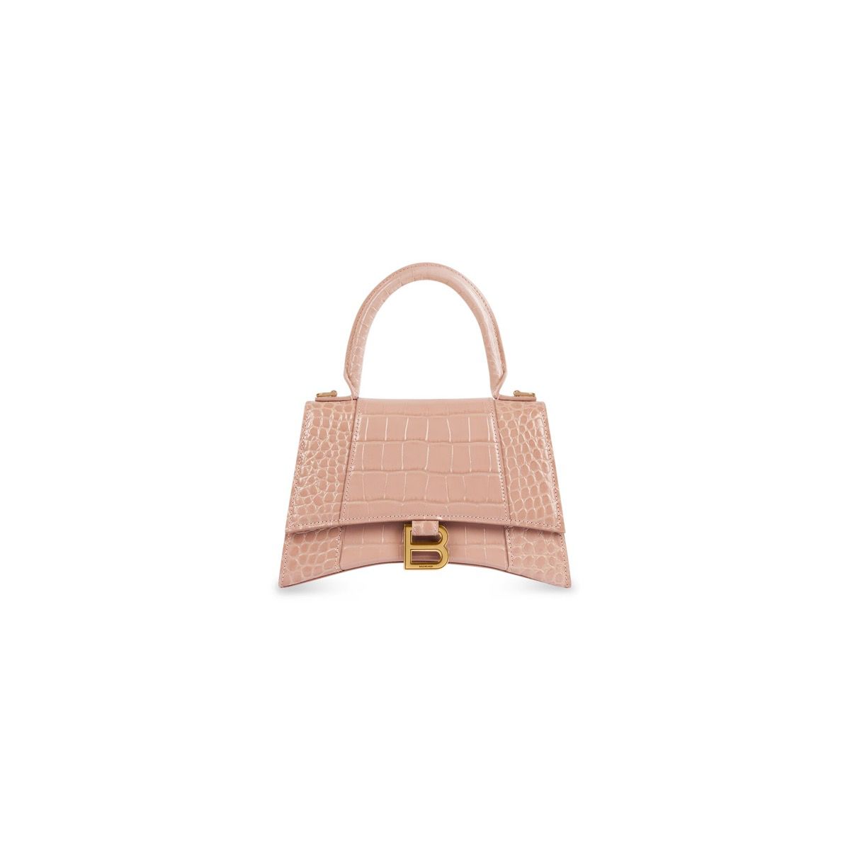 Ba*len*cia*ga hourglass xs handbag crocodile embossed in black-beige