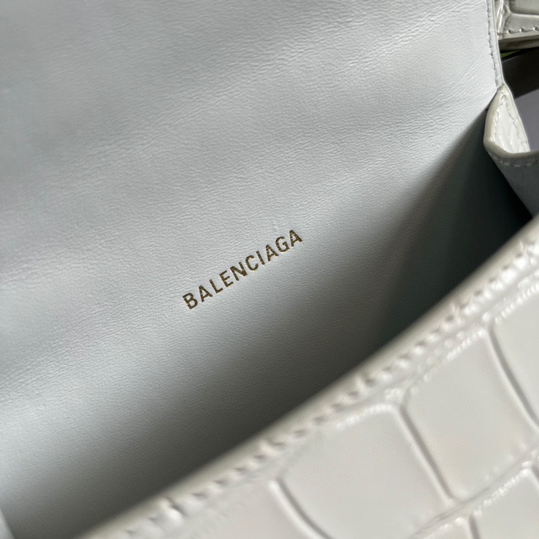 Ba*len*cia*ga hourglass xs handbag crocodile embossed in black-white