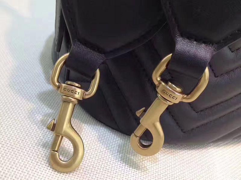 #476674 G*u*i 2018 premium original leather gg marmont quilted leather bucket bag-black