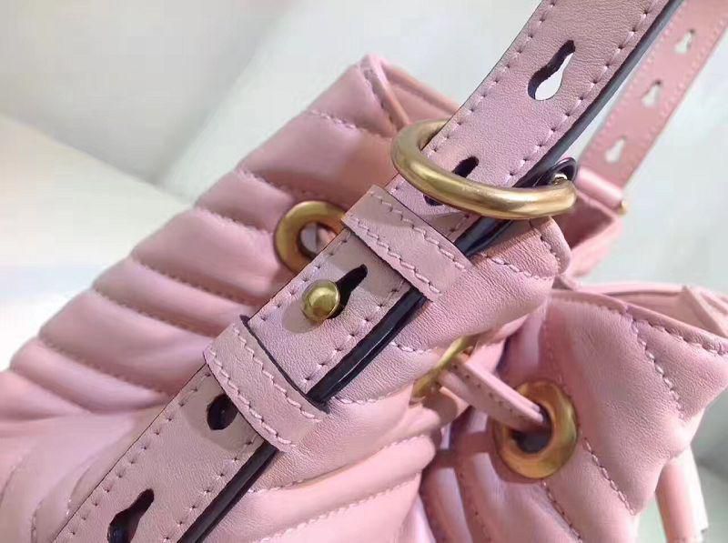 #476674 G*u*i 2018 premium original leather gg marmont quilted leather bucket bag-light pink