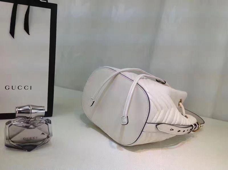 #476674 G*u*i 2018 premium original leather gg marmont quilted leather bucket bag-white