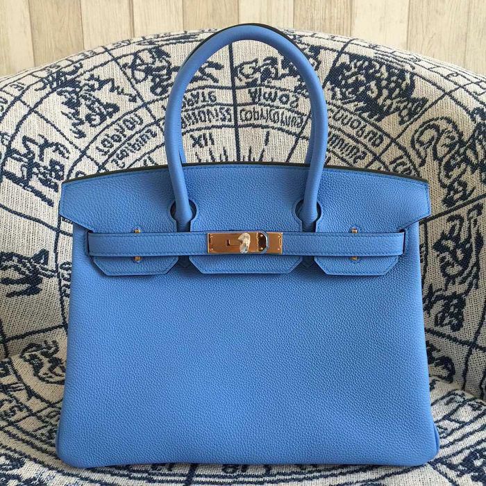 #hb52007 H**mes premium collection 35cm birkin togo leather-blue
