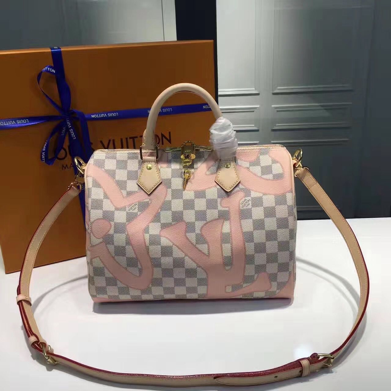 n41052 l**is V*t*n 2017 premium damier azur speedy bandoulière 30