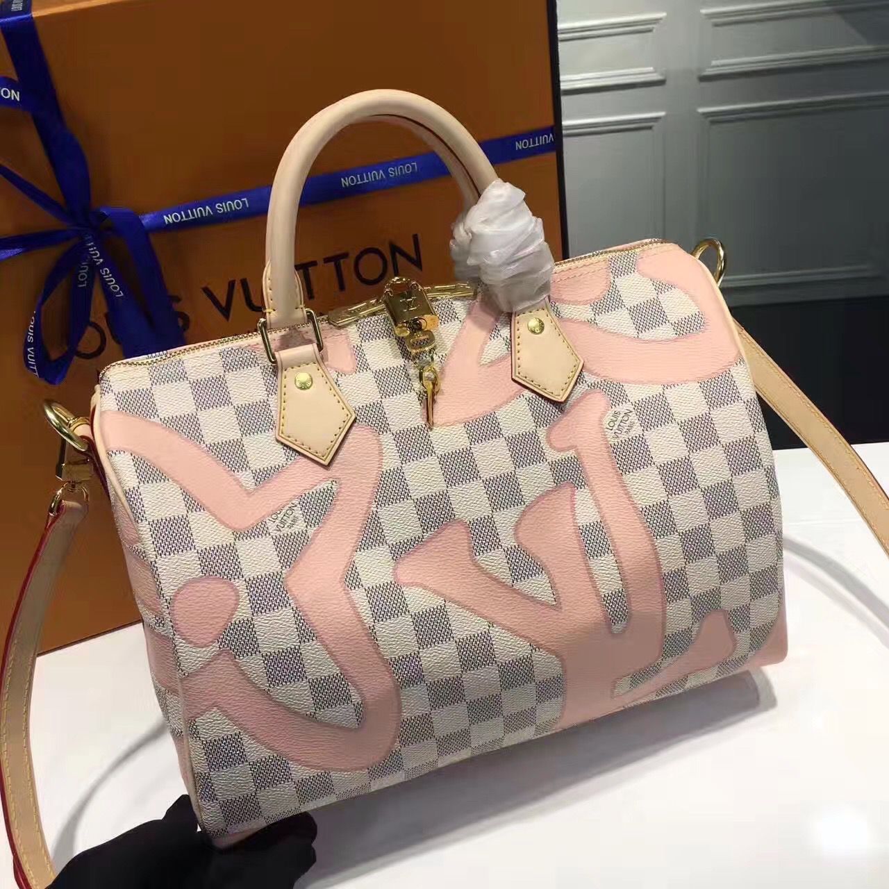 n41052 l**is V*t*n 2017 premium damier azur speedy bandoulière 30