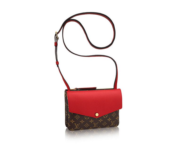 #m50185 l**is V*t*n monogram canvas twinset cross-body bag-cherry