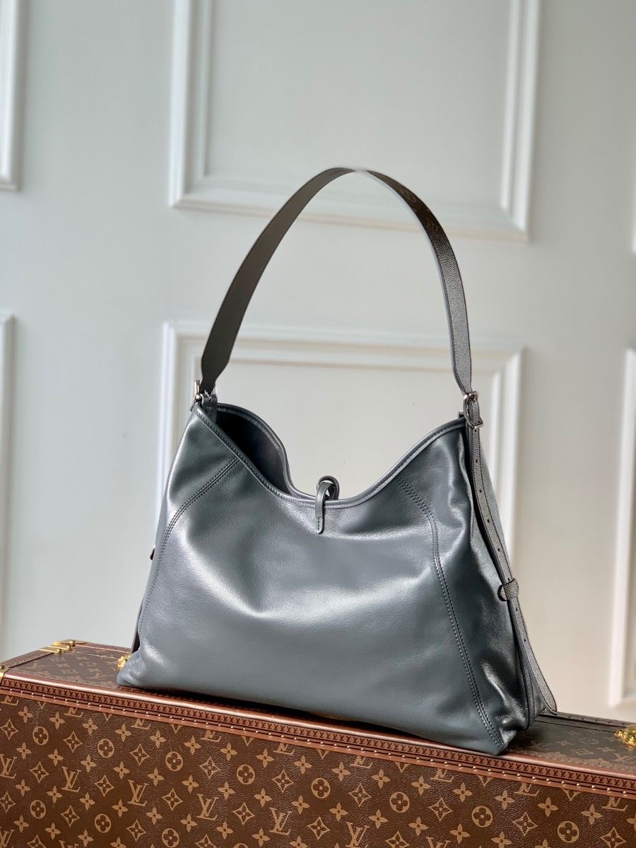 #m12583 l**is V*t*n leather carryall dark mm bag-grey