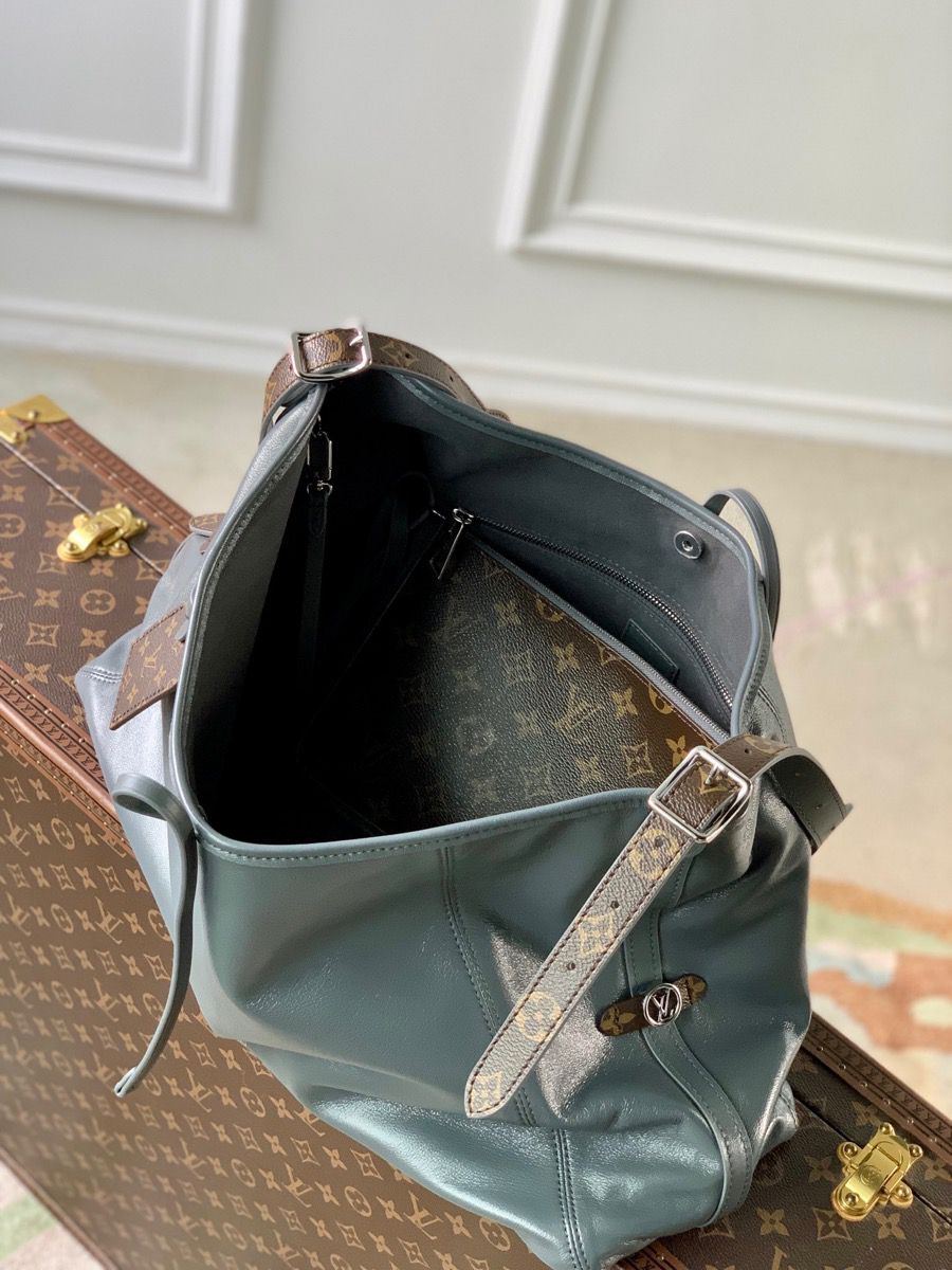 #m12583 l**is V*t*n leather carryall dark mm bag-grey