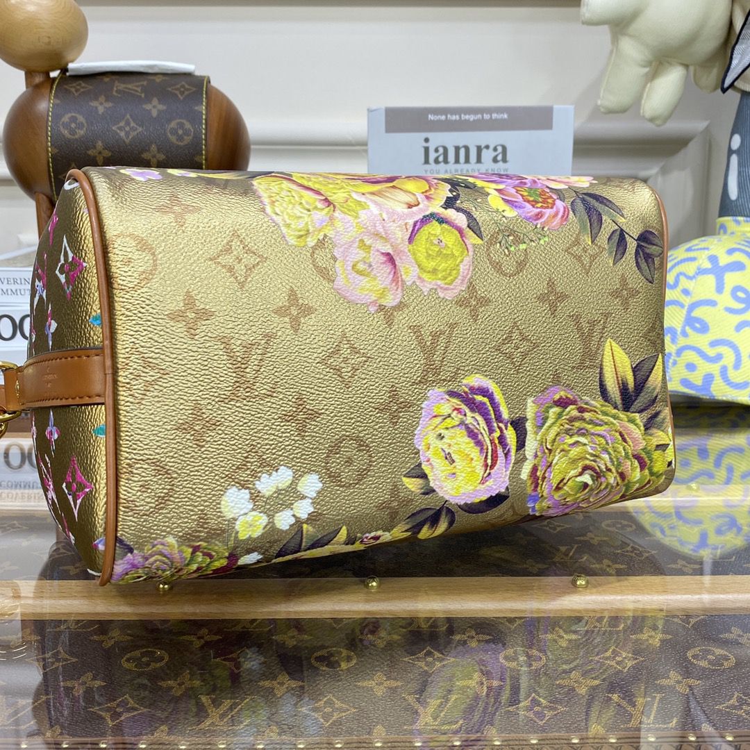 #m21317 l**is V*t*n flower patterned canvas speedy bandoulière 25 bag