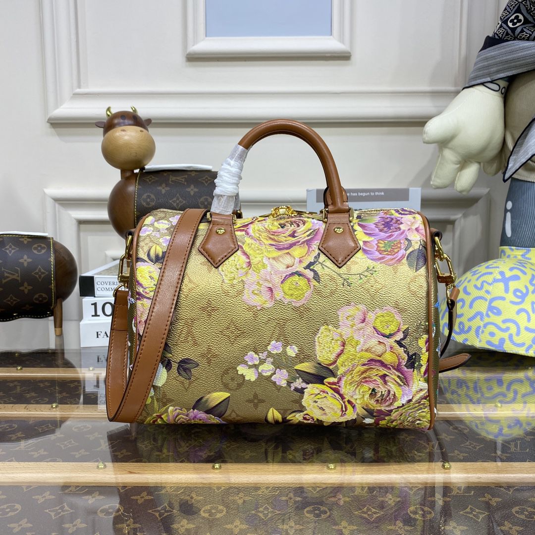 #m21317 l**is V*t*n flower patterned canvas speedy bandoulière 25 bag