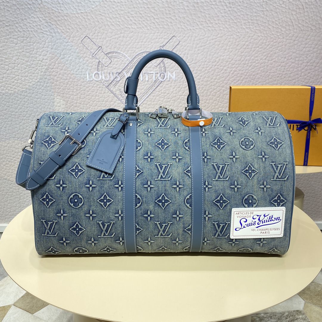 #m22532 l**is V*t*n monogram denim keepall bandoulière 50