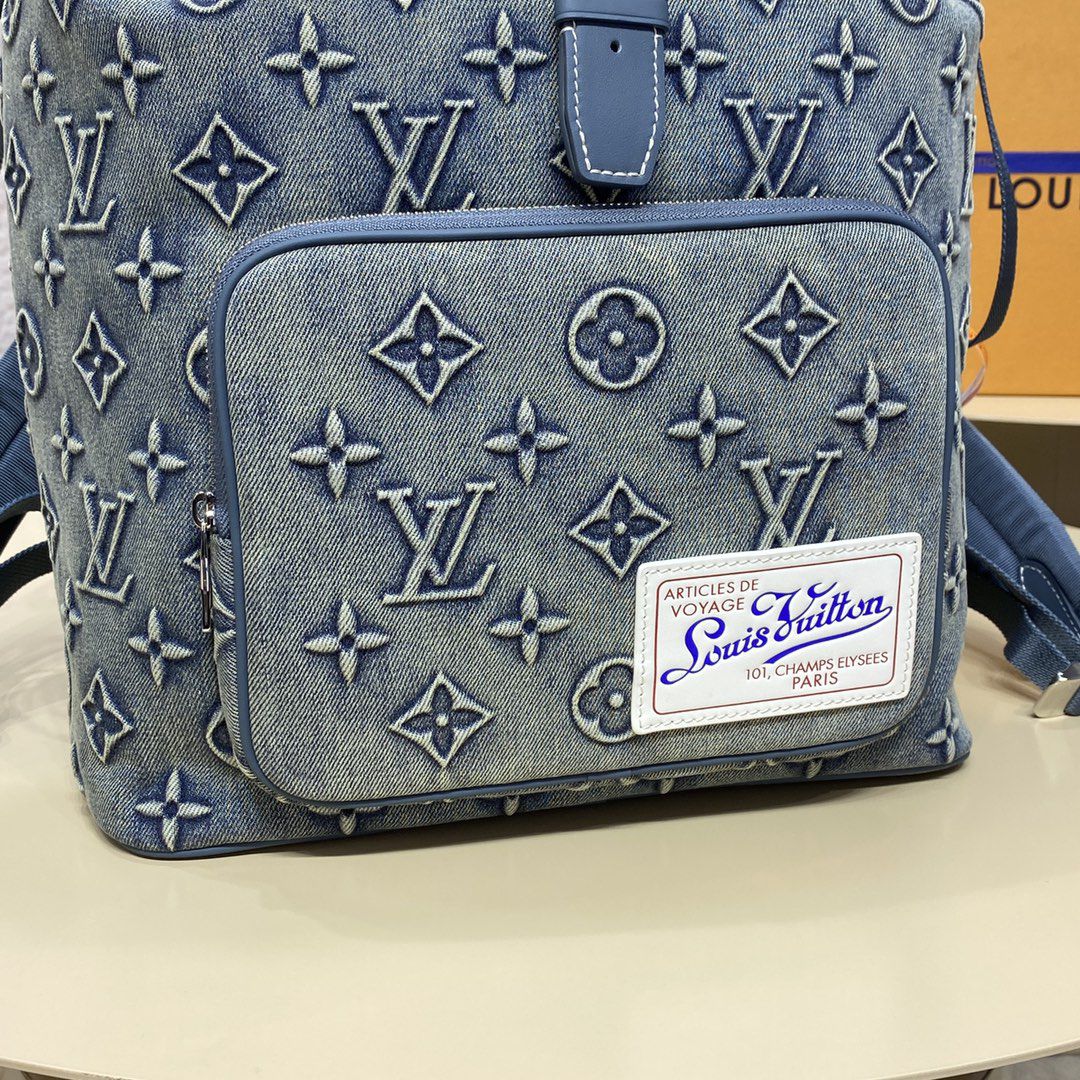 #m22534 l**is V*t*n monogram denim montsouris backpack