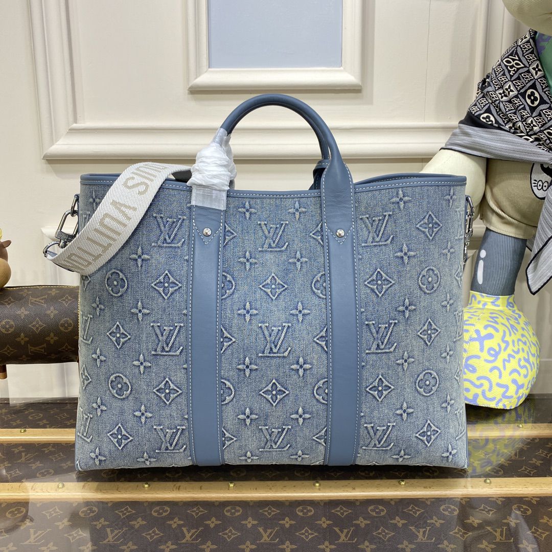 #m22537 l**is V*t*n monogram denim weekend tote nm