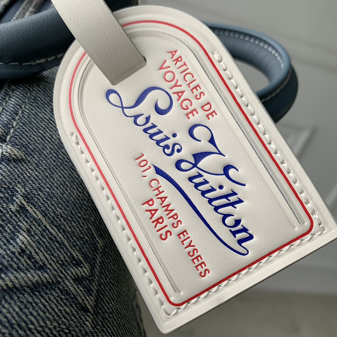 m22762 l**is V*t*n washed denim keepall bandoulière 25 handbag
