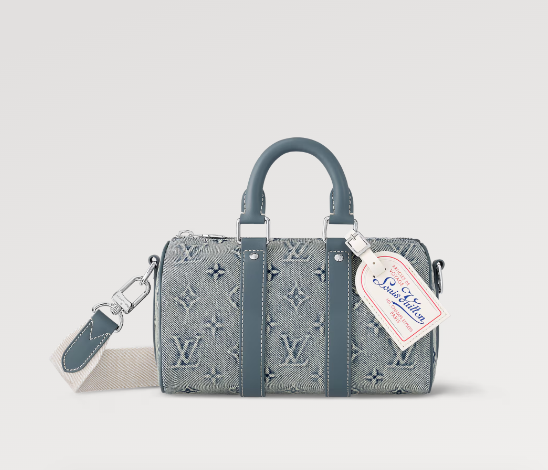 m22762 l**is V*t*n washed denim keepall bandoulière 25 handbag